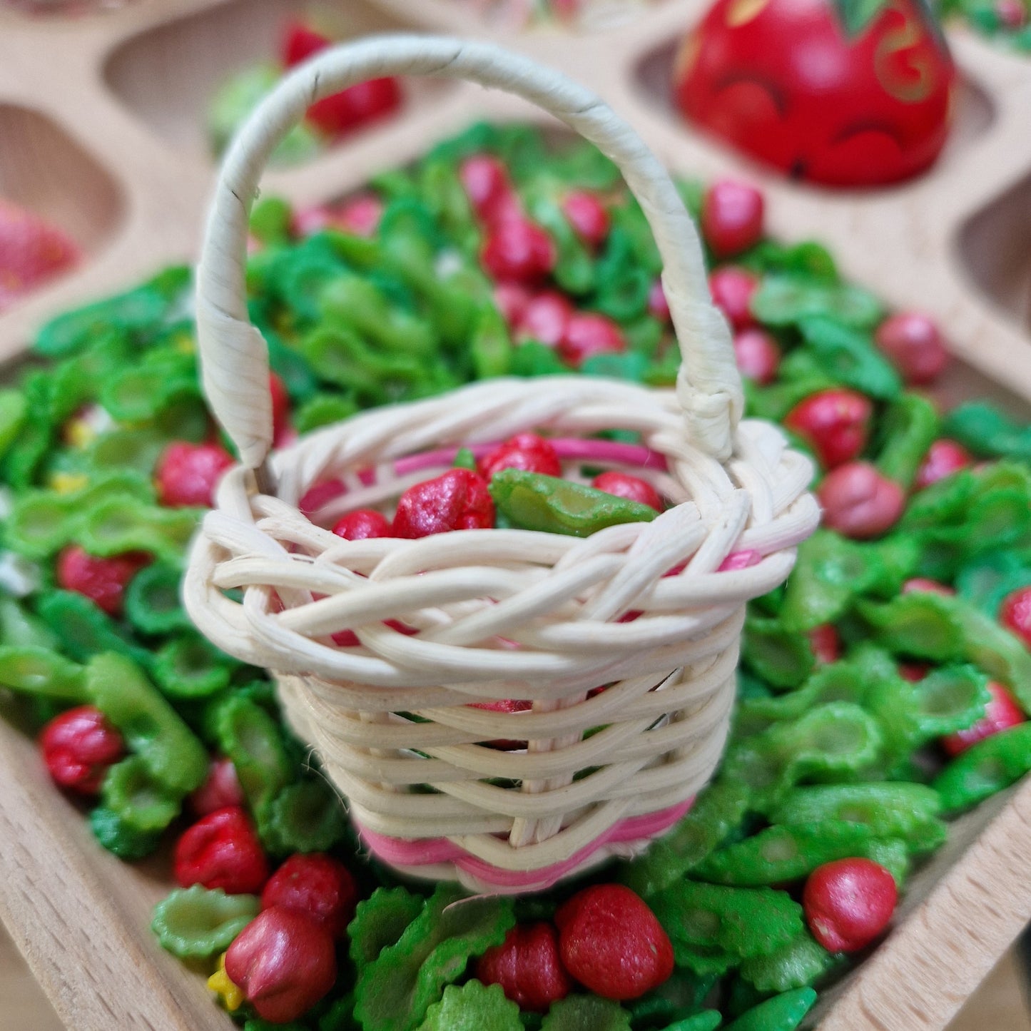 Woven Basket (White & Pink)