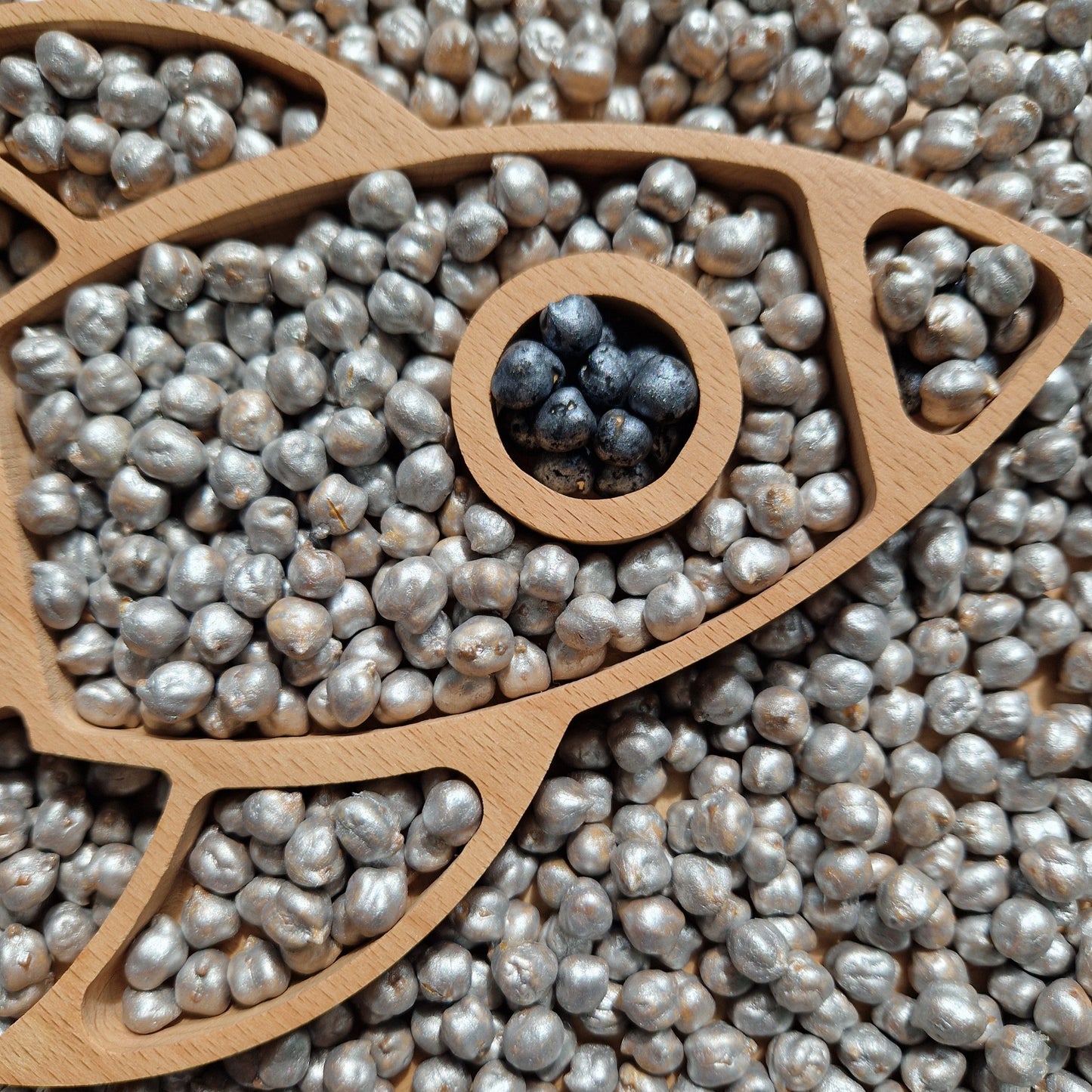 Silver Sensory Play Chickpeas