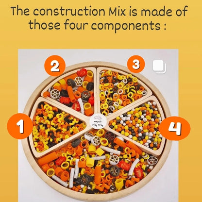 Pasta Hoops, Chickpeas, Chunky Pasta Pieces to create a construction themed play  