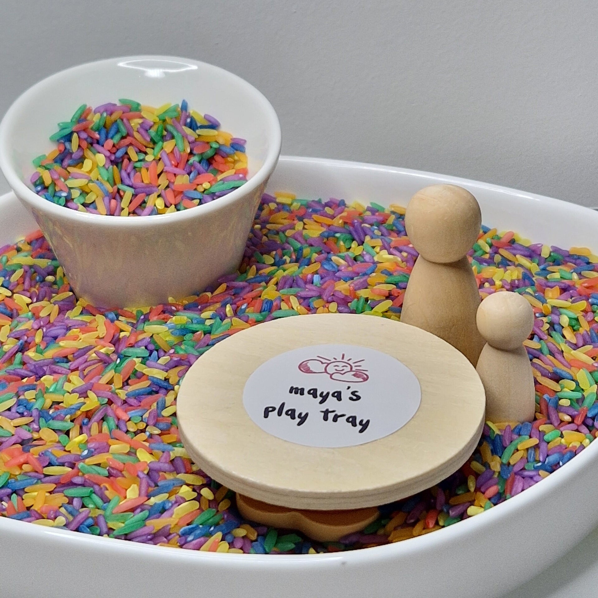 Rainbow Sensory Play Rice (Taste Safe) – Maya's Play Tray Store