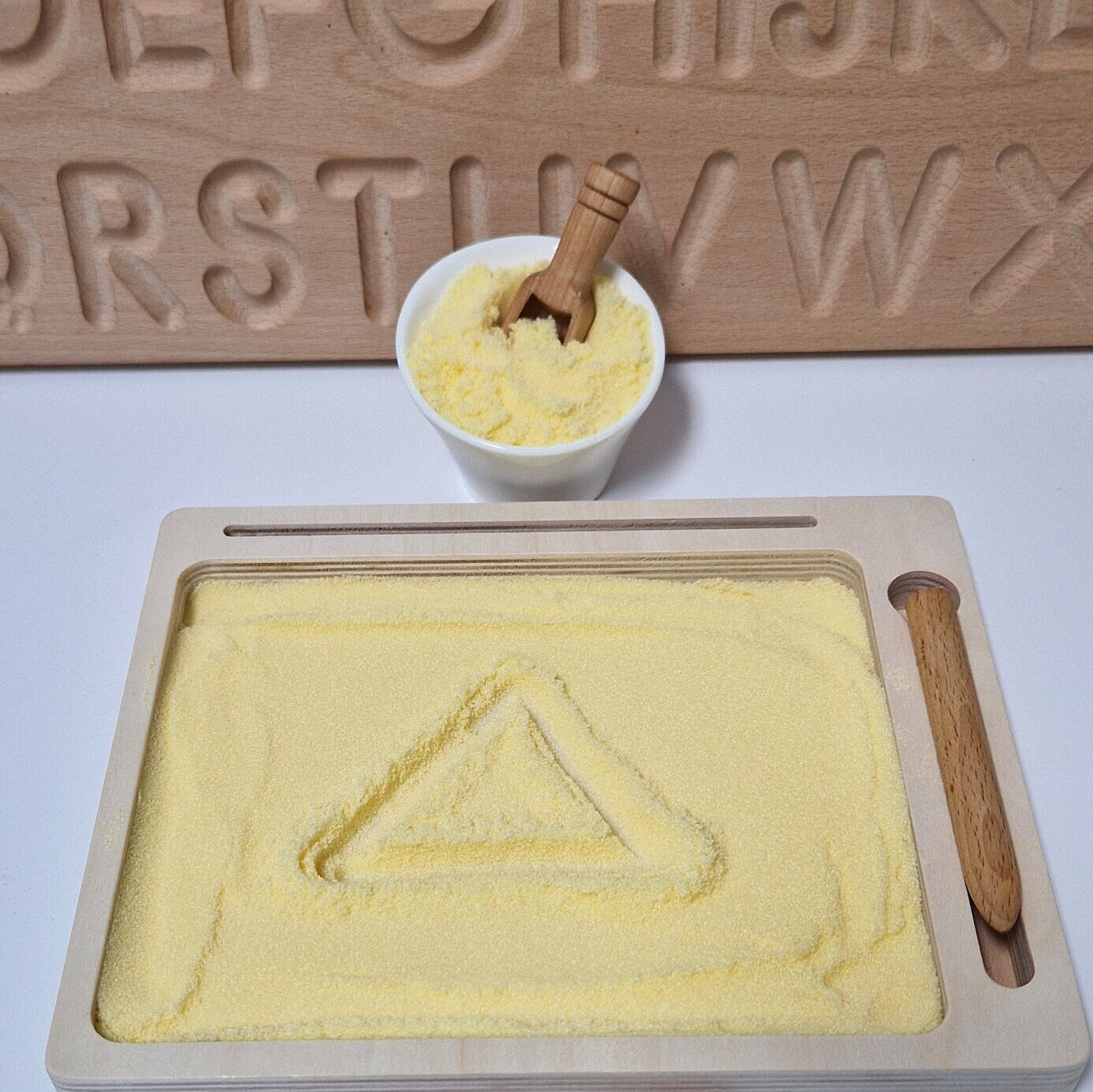 Yellow Coloured Salt for Mark Making and Writing Practice