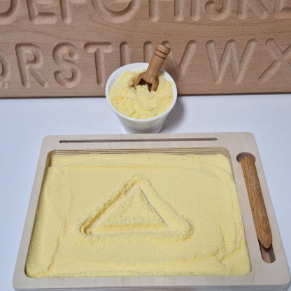 Yellow Coloured Salt for Mark Making and Writing Practice