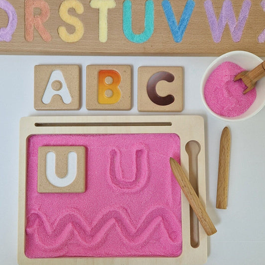 Pink Coloured Salt for Mark Making and Writing Practice