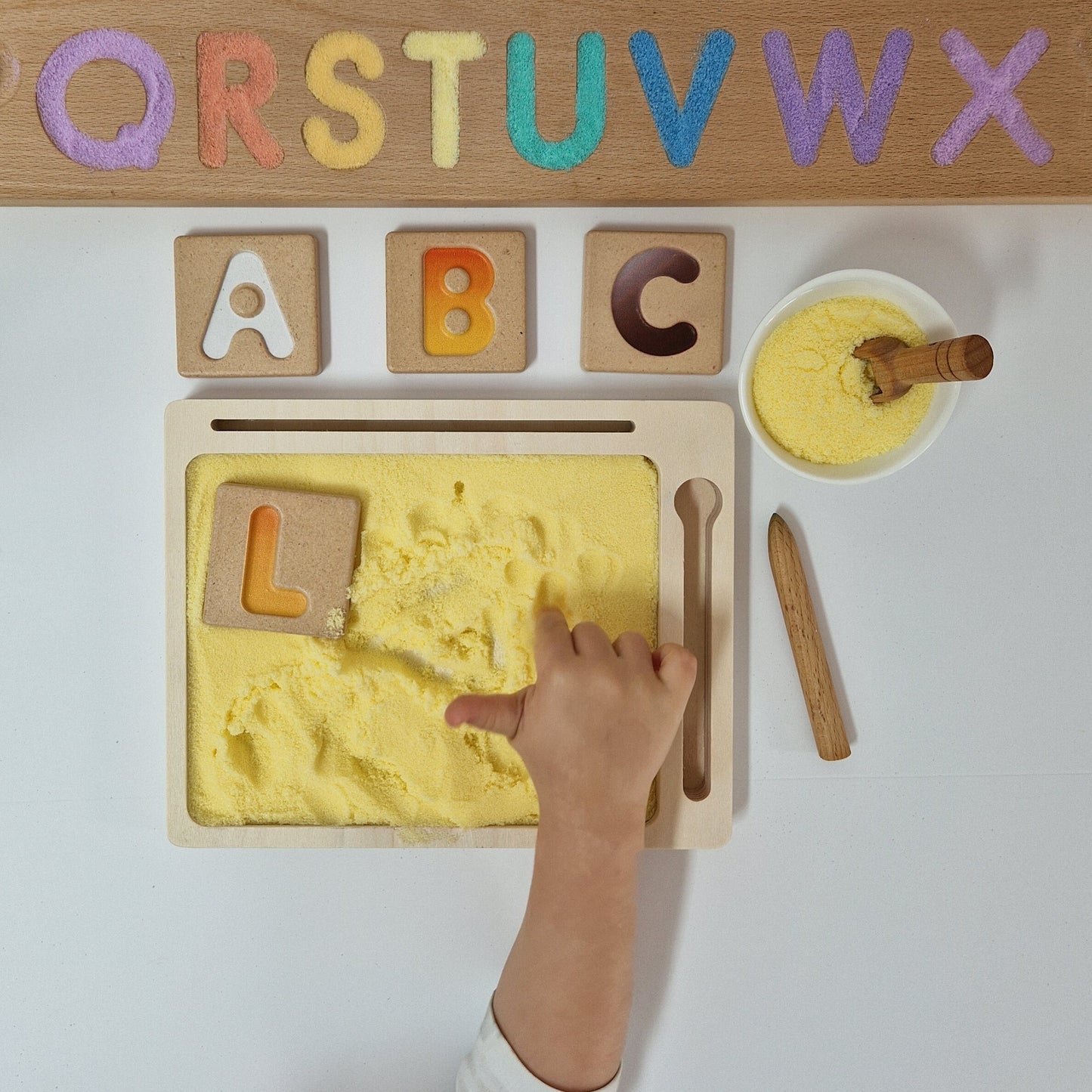 Yellow Coloured Salt for Mark Making and Writing Practice