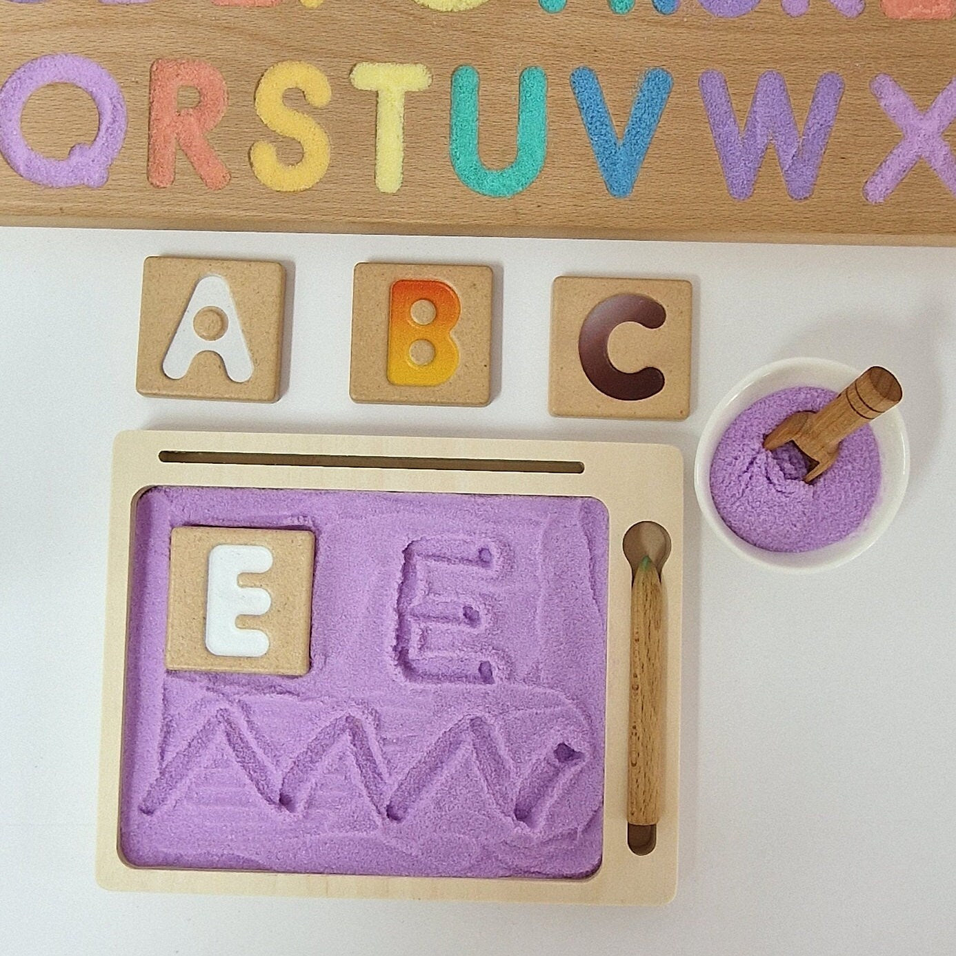 Violet Coloured Salt for Mark Making and Writing Practice