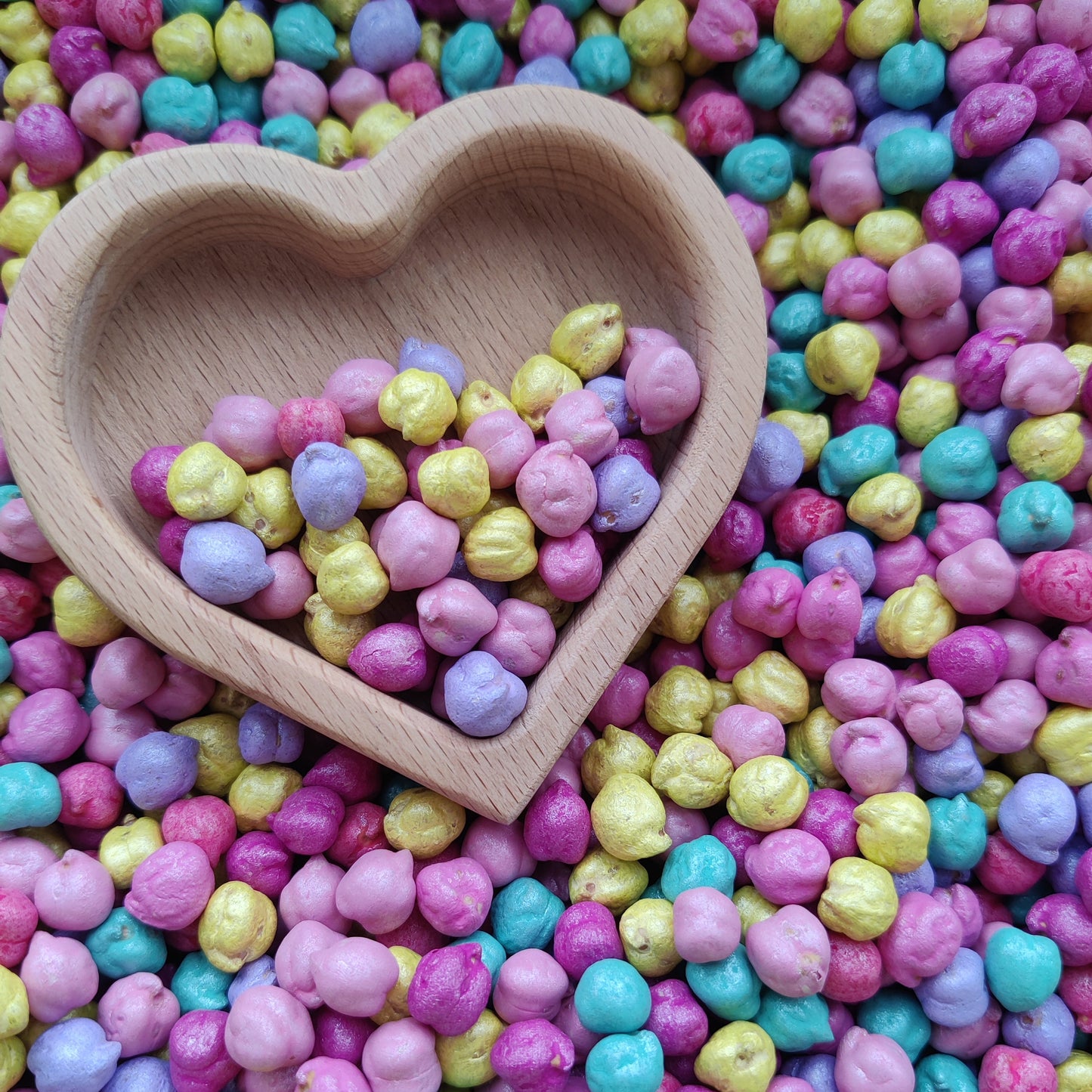 Love Hearts inspired Valentine Sensory Play Chickpeas