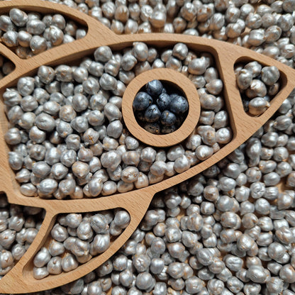 Silver Sensory Play Chickpeas